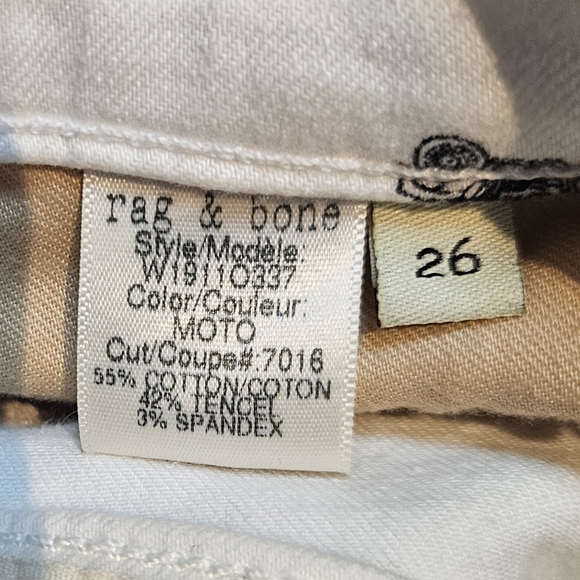 Rag & Bone Mila Motorcycle Print White Moto Cutoff Denim Jean Shorts size 26 - Picture 7 of 7